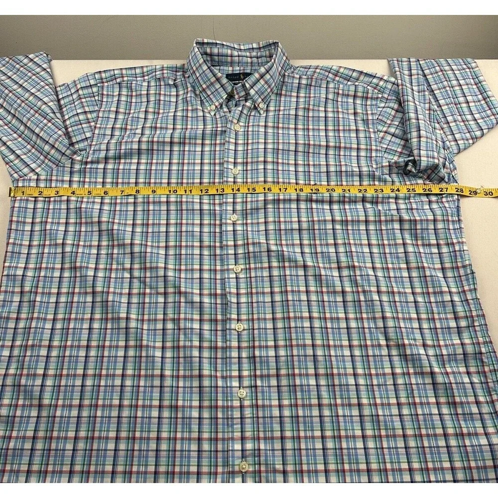 Polo Ralph Lauren Performance Shirt 1XB Blue Green Red White Check Long Sleeve‎